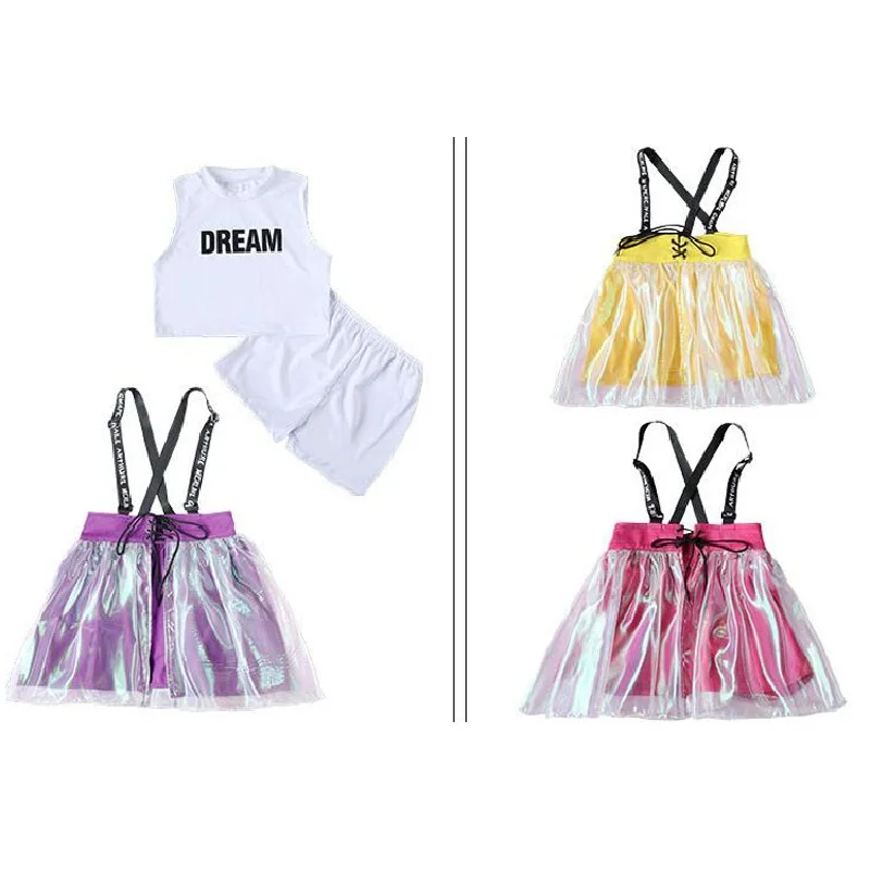 Girls Jazz Dance Costumes Hip Hop Outfits Cheerleading Performance Clothing Street Dancing Dress Suit Kids Modern Stage Wear