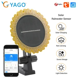 Tuya Zigbee Solar Sunlight and Rainwater Sensor 2 IN 1 Rainfall Sunshine Weather Detection Sensor for Home Gardening Smart Life