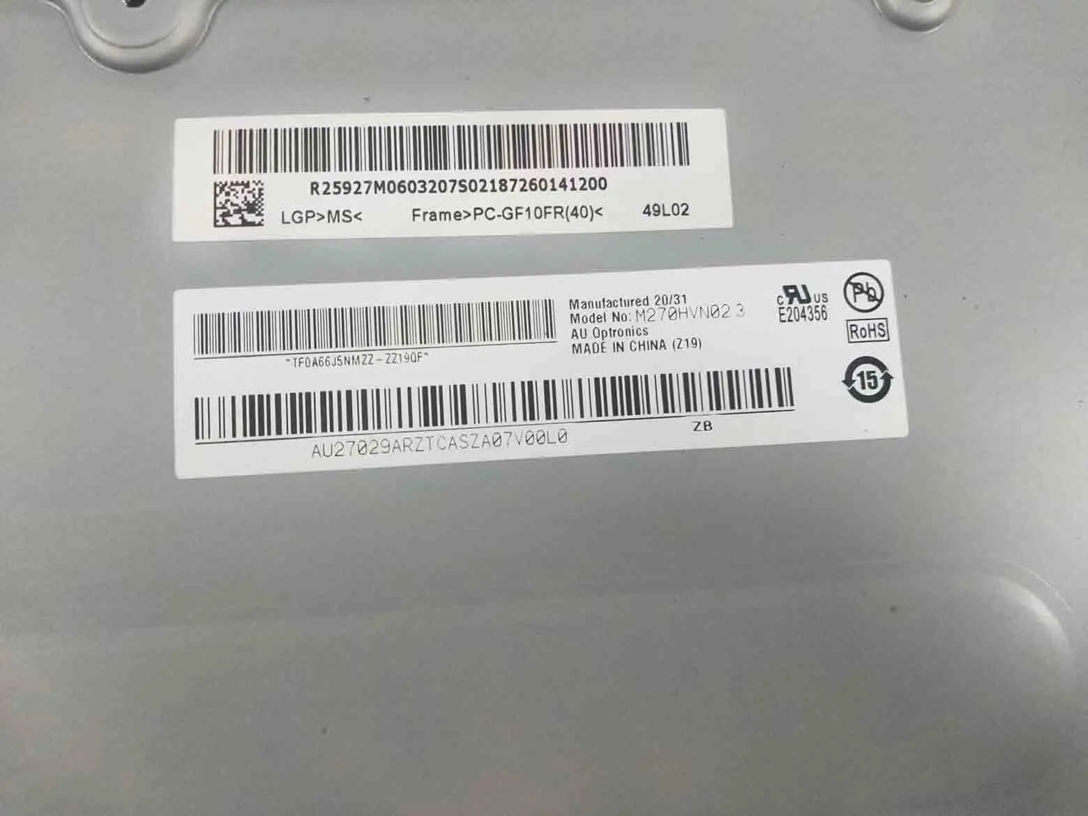 27 Cal ekran LCD M270HVN02.3