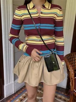 Knitted Autumn Striped Cardigan Pullover Sweater Women Long SLeeve Fashion Casual Ladies Sweaters Korean Style Woman Cardigans 3