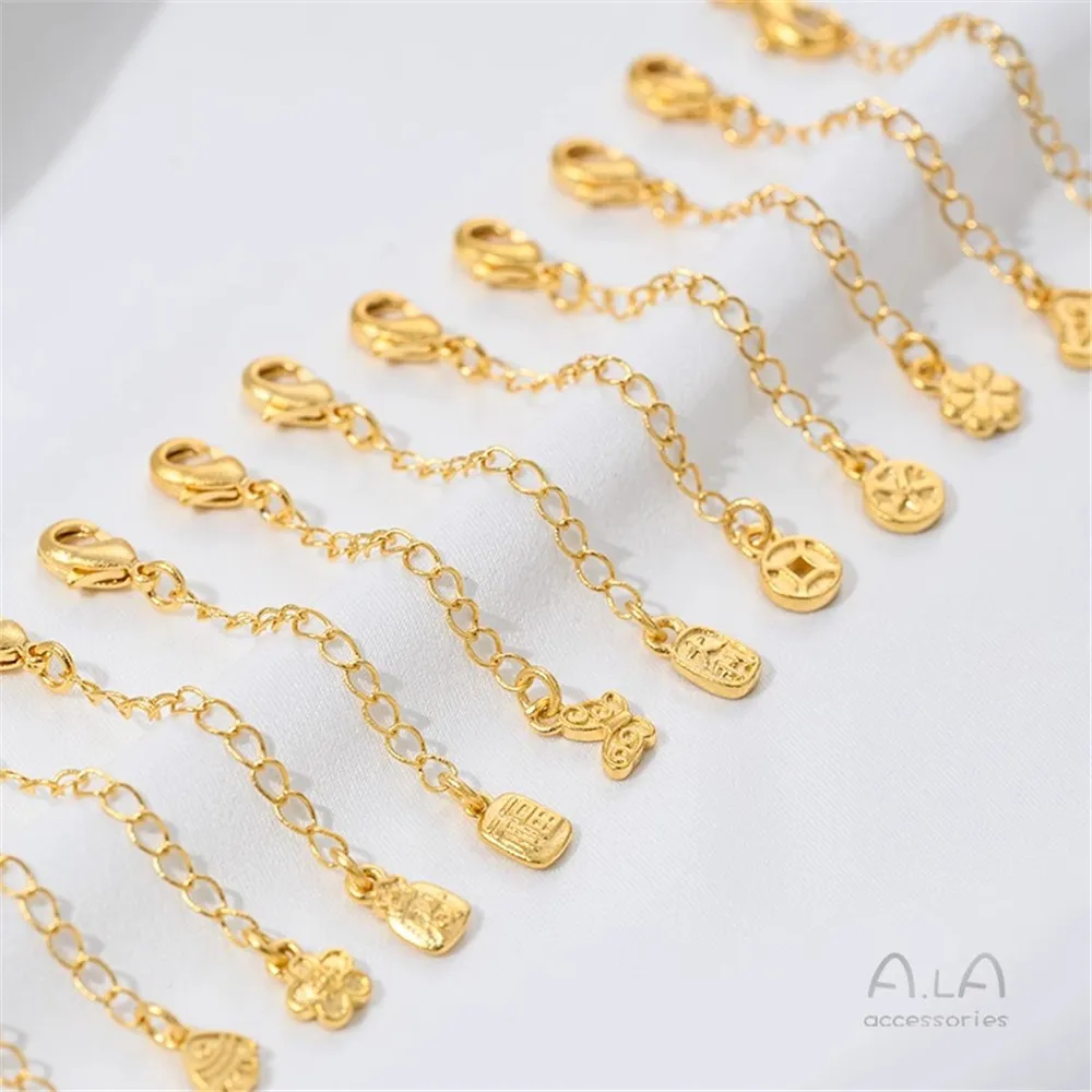 Sand Gold Tail Chain Lobster Buckle Necklace Jewelry Extension Chain Brand Peach Blossom Handmade Extended Chain Accessories