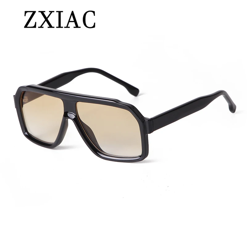 ZXIAC Fashion Retro Square Sunglasses Men Simple Large Frame Outdoor Sun Glasses Women Trendy Flat Top Driving Shades UV400 Male