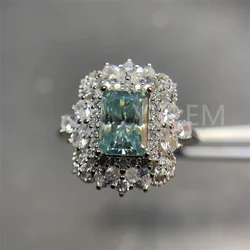 New Arrival 18K White Gold Plated Radiant Cut Diamond Test Past 1 Carat Pink Radiant Moissanite Ring Gemstone Wedding Jewelry