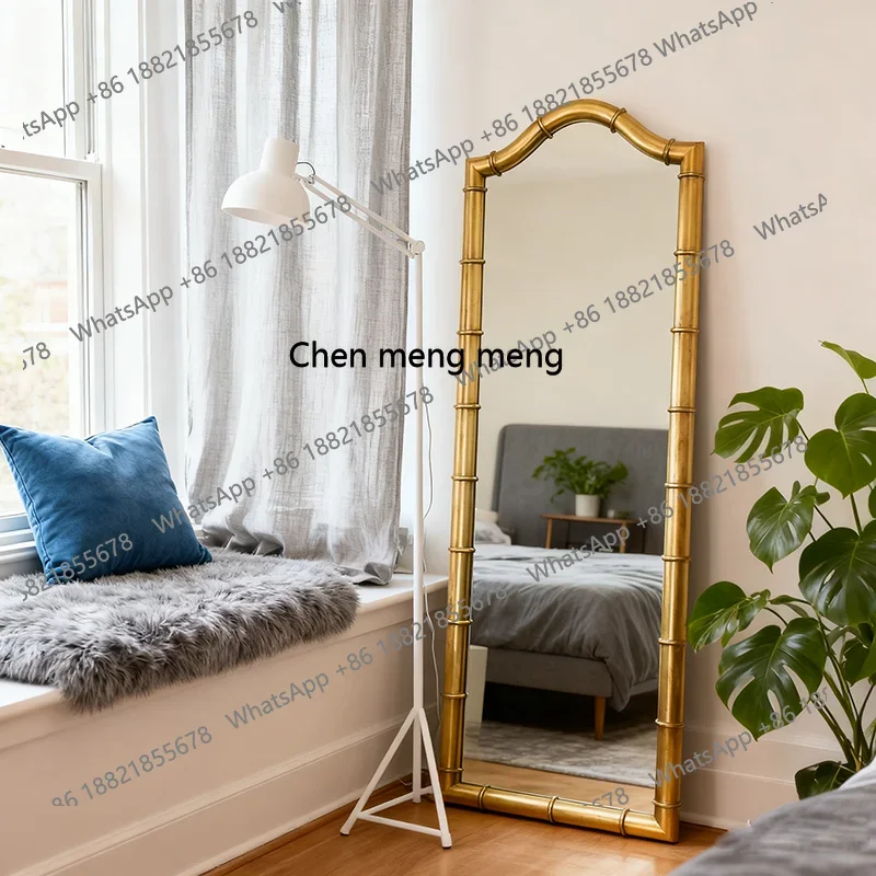 New arrive French bamboo full body mirror wall mounted American floor dressing mirror European style bedroom cloakroom fitting m