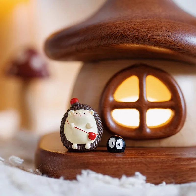 ضوء ليلي لمنزل الفطر، مصباح LED منزلي قابل لإعادة الشحن بجانب السرير، ديكور غرفة الأطفال، من الخشب الصلب للنوم