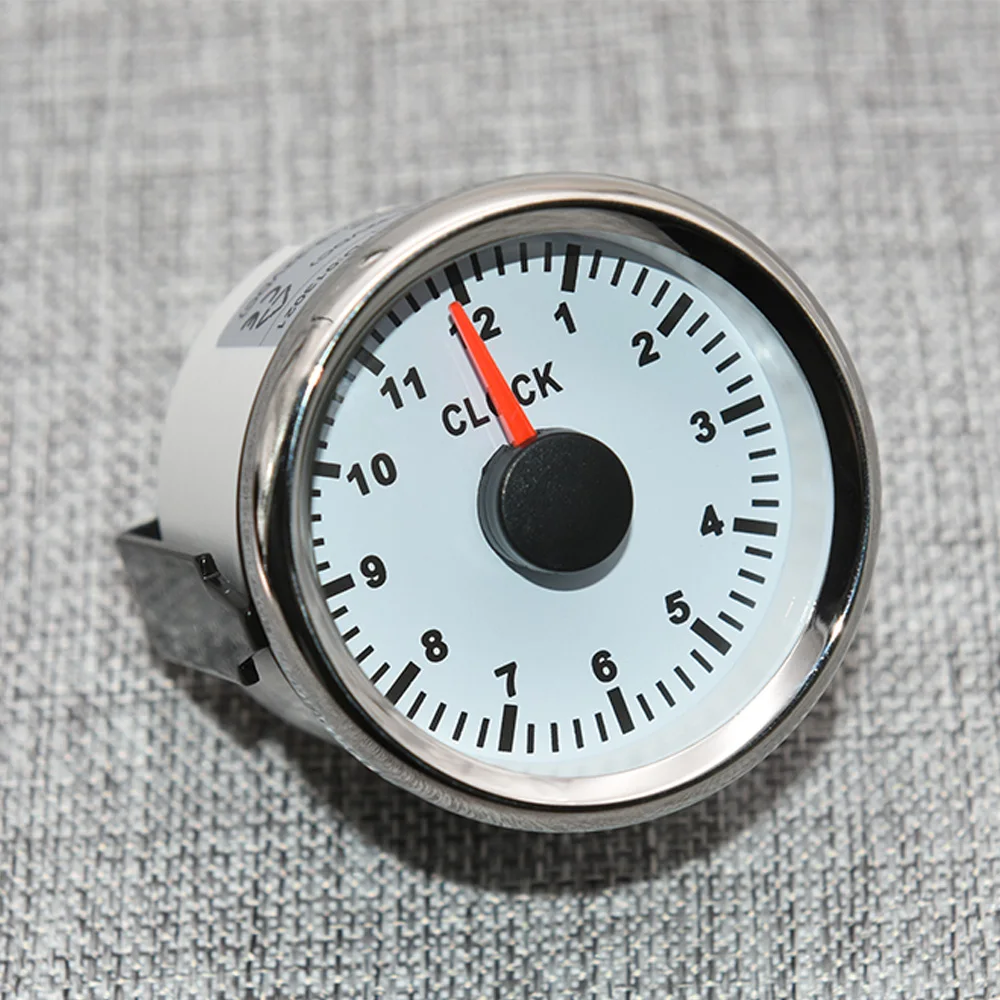 Indicatore dell'orologio puntatore da 52mm 12 ore con retroilluminazione rossa 12 ore contaore orologio per 12V 24V indicatori per auto orologio per camion Yacht da barca