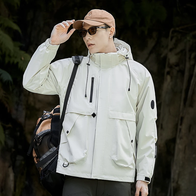 

Loose Men’s Waterproof Hiking Snow Parka Windbreak Winter Thicken Warm Cotton Fashion and Versatile Hoodie Coats