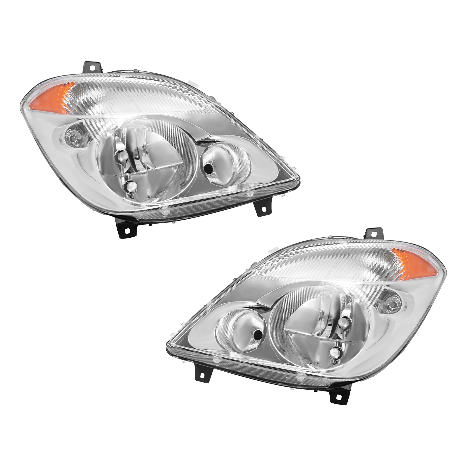 Van Front Road Illumination Lamp, Headlights, PC Injection Molding Clear Lens Chrome Housing Halogen Headlights, Headlights 07-13 Medium Cargo Van Left Right Direct Replacement Lamp Assembly