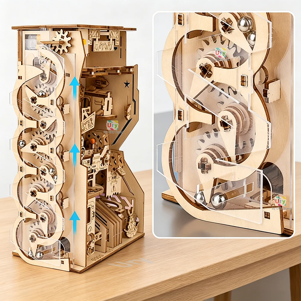 3D Wooden Marble Run Puzzle with Electric Track 3