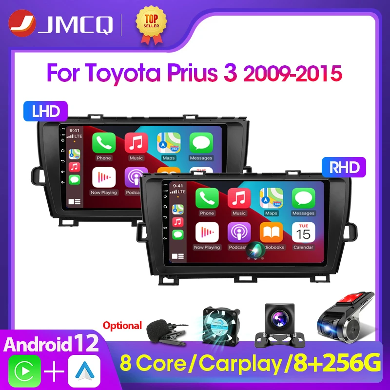 

JMCQ 2Din Car Radio Multimedia Player For Toyota Prius 3 XW30 2009 - 2015 Android 12 GPS Navigation Stereo Head Unit Carplay