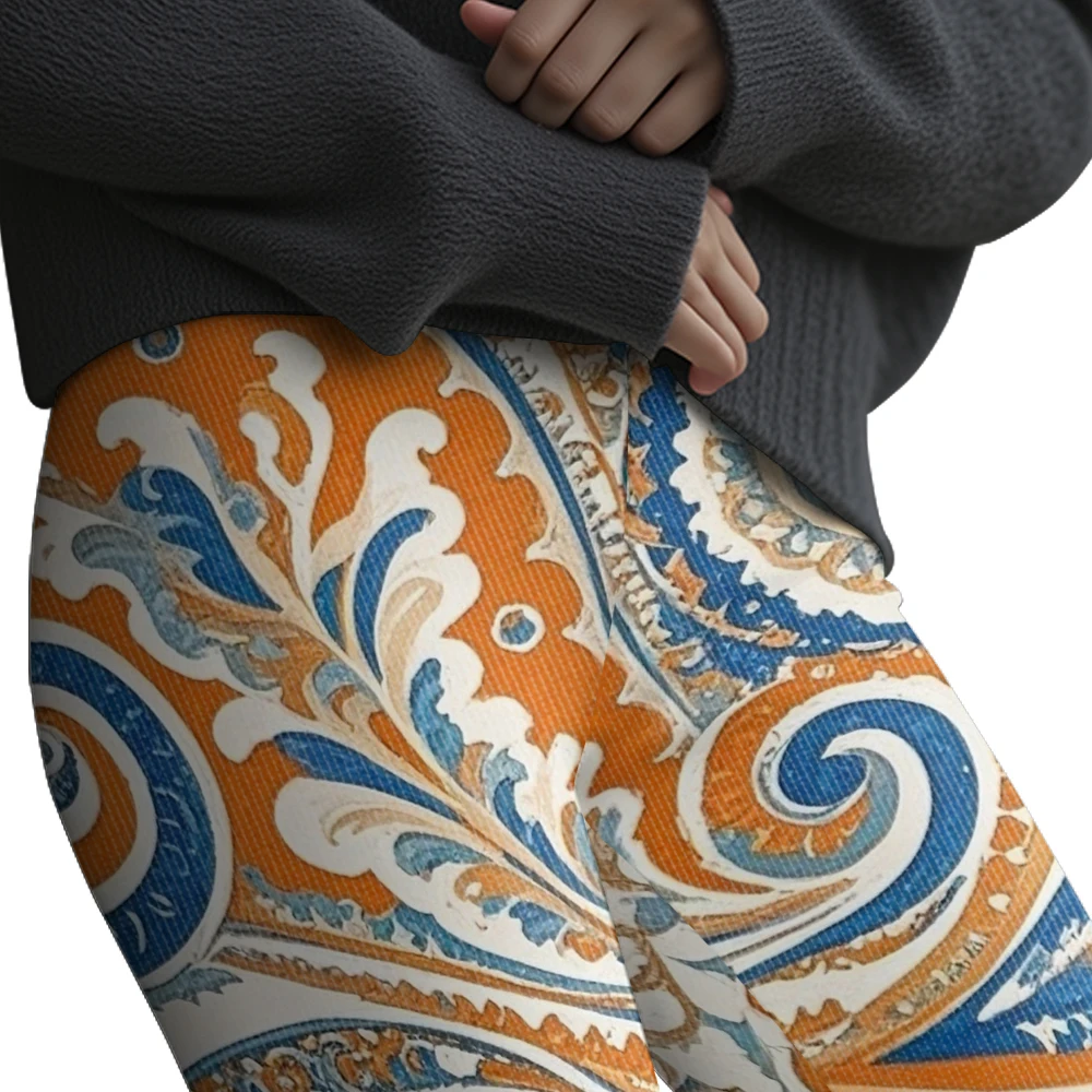 طباعة بيزلي خمر طماق الشتاء النسائية الدافئة سميكة الجوارب الحرارية أنيقة اليوغا الصالة الرياضية المشي لمسافات طويلة السفر ملابس غير رسمية يومية #4