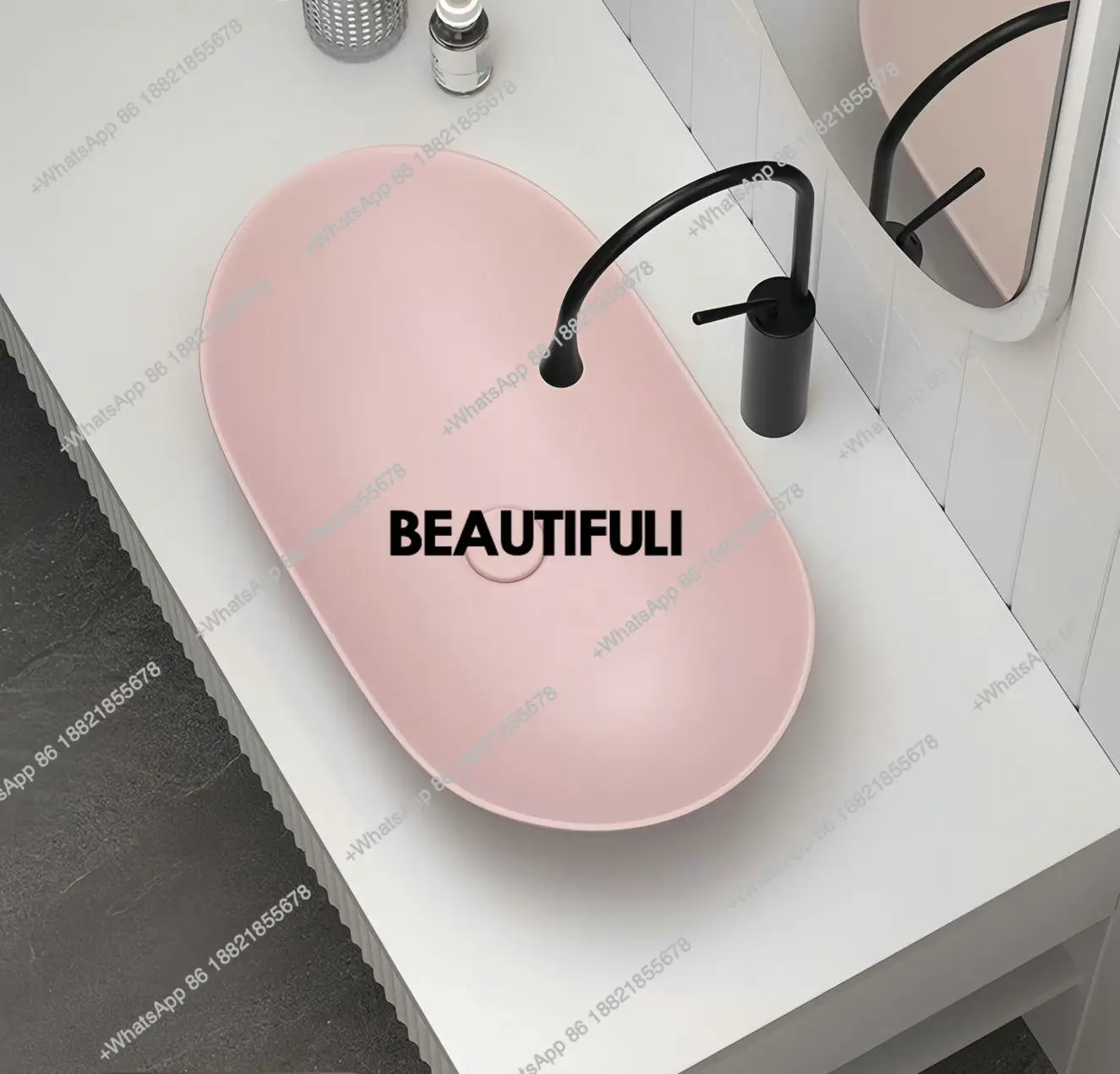 Creative and personalized design cherry blossom pink countertop basin, sweet and warm style ceramic countertop basin