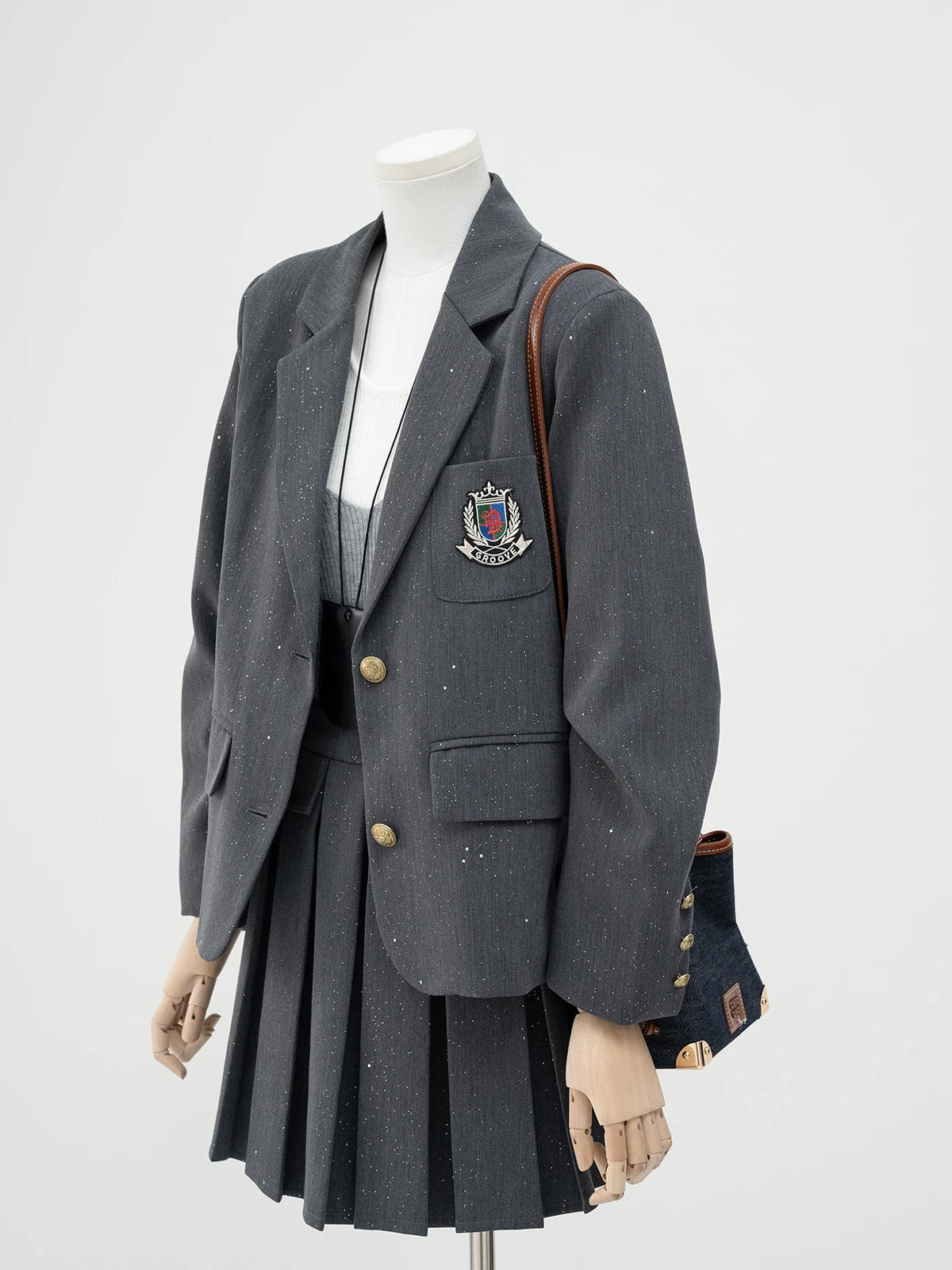 

ay Комплект костюма Женская юбка Комплект из двух предметов для колледжа Sle Весна Осень New Faion Антивозрастной ультра киноразмер