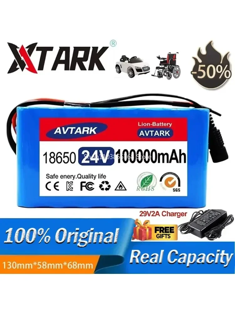 AliExpress avtark NEW 7s3p 24V 100Ah 18650 Efficient stable Lithium Battery Li-ion Battery pack and US/EU 2A Charger Battery Pack for Bicycle