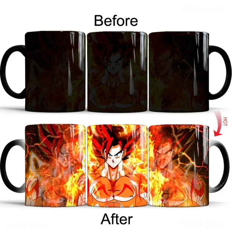 Dragon Ball Goku Color Changing Cup Mug Personalised Magic Mugs Heat Activated Image Photo Coffee Mugs Surprised Birthday Gift