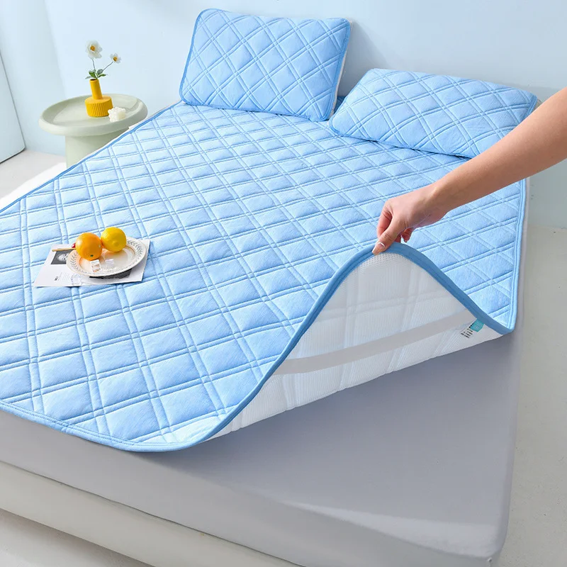 Japanese Plaid Quilting Sleeping Mat Soft Solid Thin Sheets for Spring and Summer Breathable Skin-Friendly Folding Home Textile