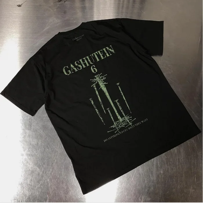 

New Novelty 2024 Men UnderMyCar GASHUTEIN T Shirts T-Shirt Hip Hop Skateboard Street Cotton T-Shirts Tee Top Old #U72