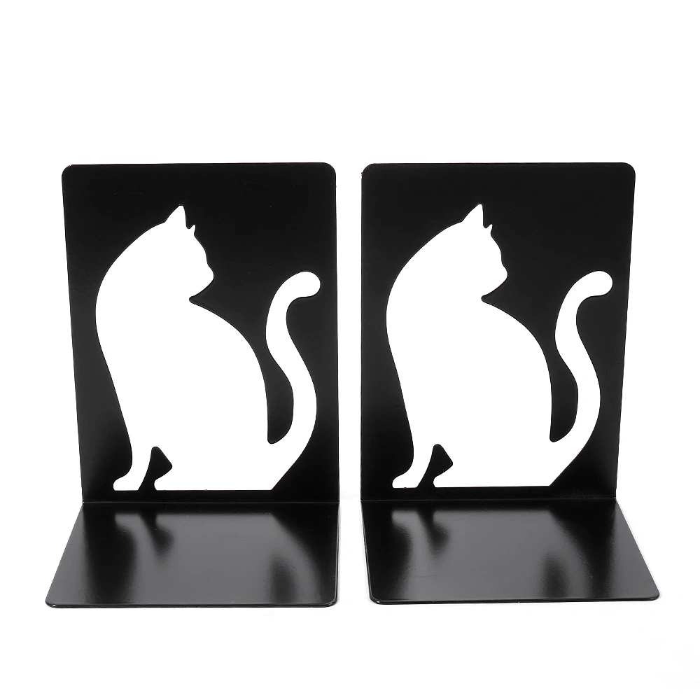 1Pairs Cat Bookends Hollow Animal Learning Work Office Table Desk Retractable Decoration for Students Teachers Office Supplies