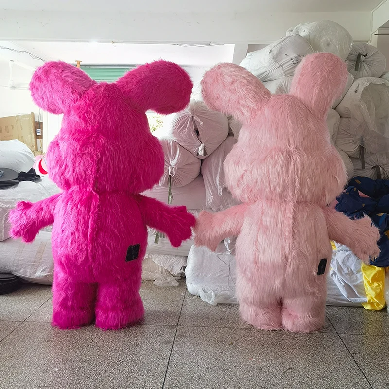 Nadmuchiwany różowy królik pluszowy ludzki noszący maskotki centrum nadmuchiwane rekwizyty duże ozdoby niestandardowa odzież dla lalek z kreskówek bez baterii
