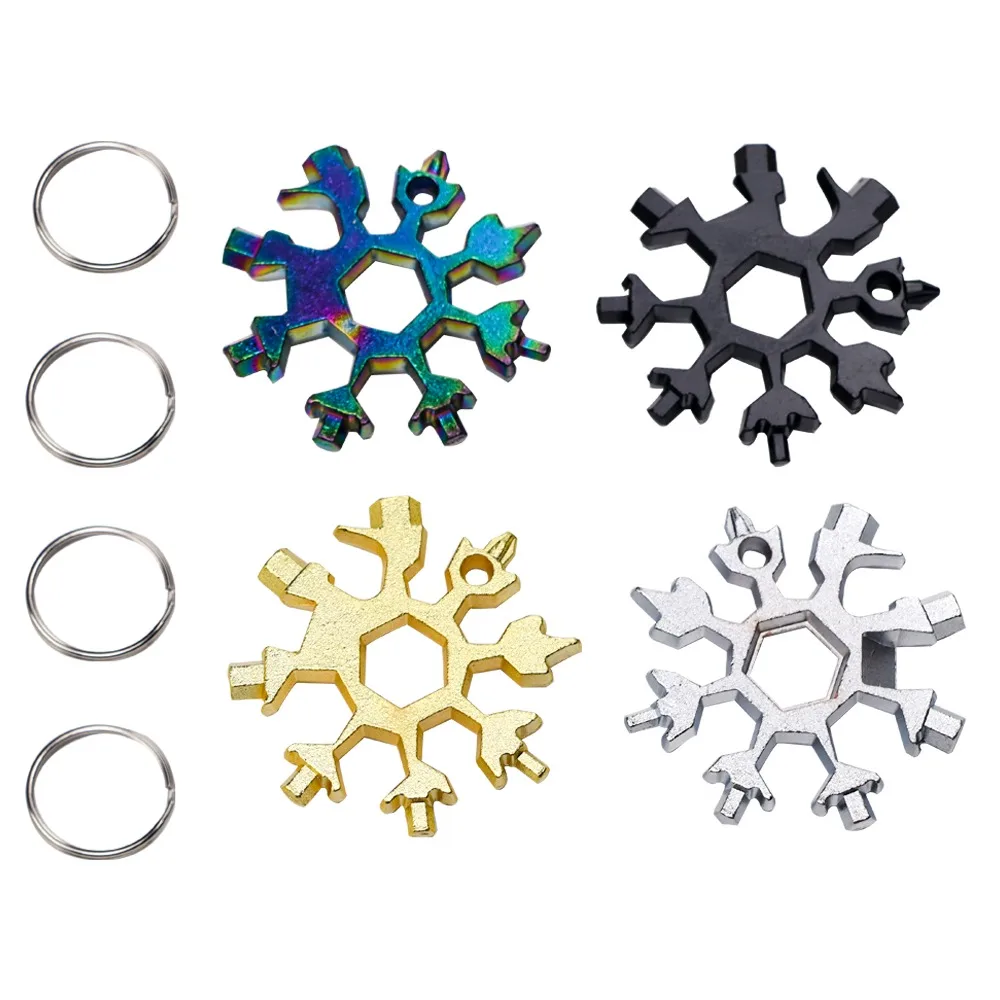 18 In 1 Stainless Steel Snowflake Wrench Tool Hex Screwdriver Bottle Opener Camping Outdoor Survival Multifunction Tools