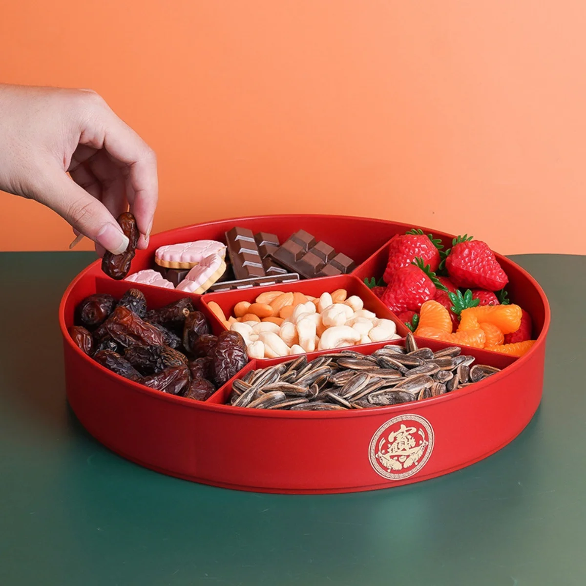 Caja de almacenamiento de postres y galletas, nueces y dulces, decoraciones para mesa de comedor, bandeja para aperitivos de Año Nuevo 2026, caja de almacenamiento Simple de estilo chino Vintage