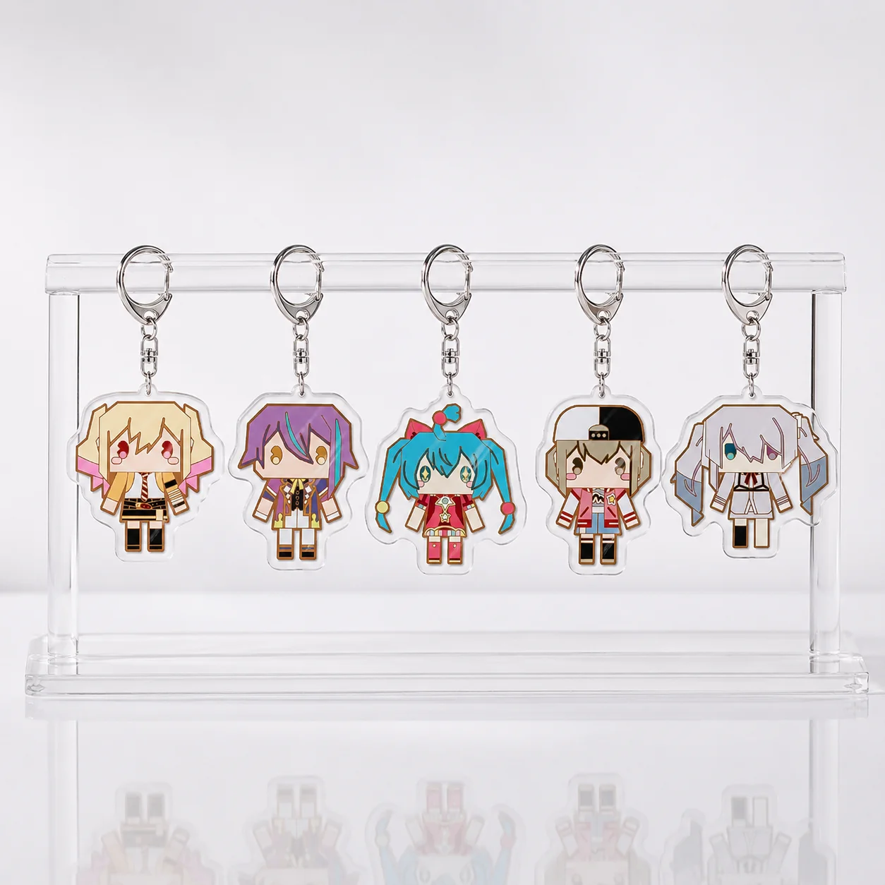 Project SEKAI PJSK Acrylic Keychain Q Figure Stand Desktop Ornament Kingring Leo Collectible Kagamine Rin Len Luka