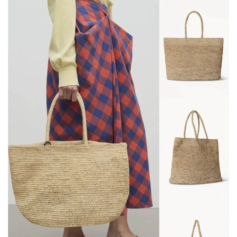 

Women Crochet Straw Tote Bag, Handmade Woven Beach Purse,Large Capacity Summer Vacation Shoulder Bag, Casual Travel Lightweight