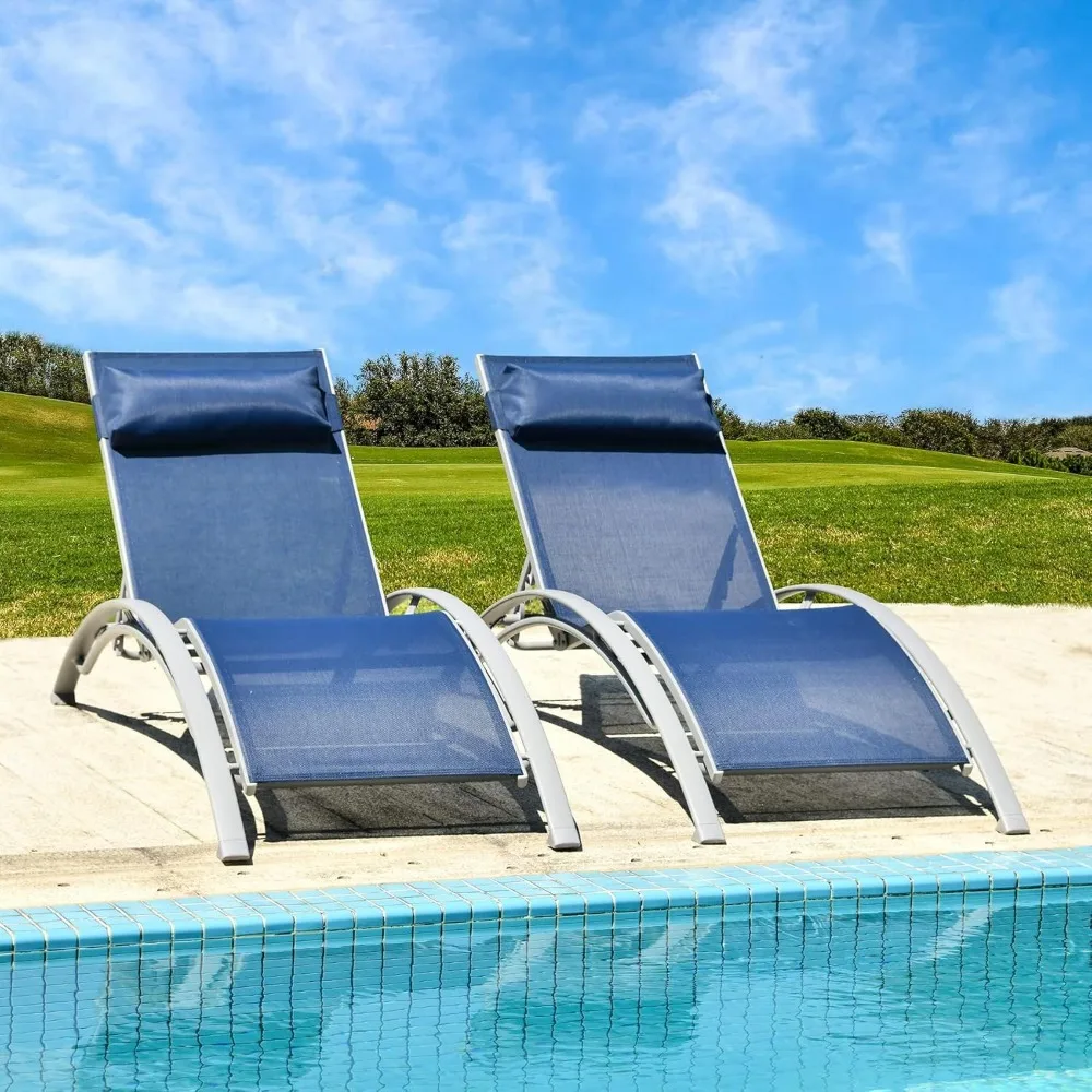 

Outdoor Chaise Lounge Set of 2, Patio Recliner Chairs with Adjustable Backrest and Removable Pillow, Customized