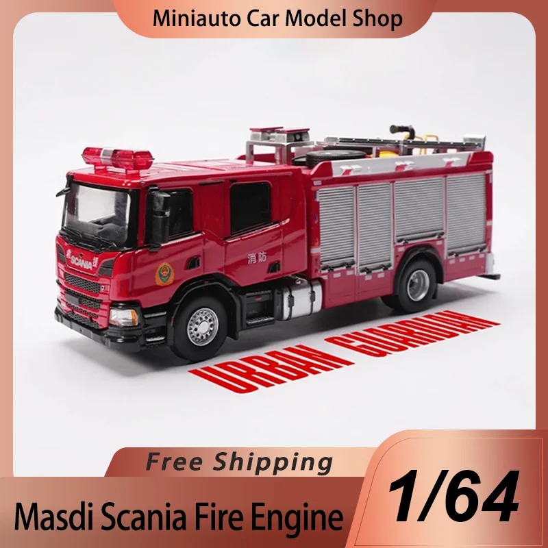 

New Masdi 1:64 Scania Compressed Air Foam Fire Truck SCN1003 Emergency Rescue Fire Truck Alloy die-casting model Kids Toy Gifts