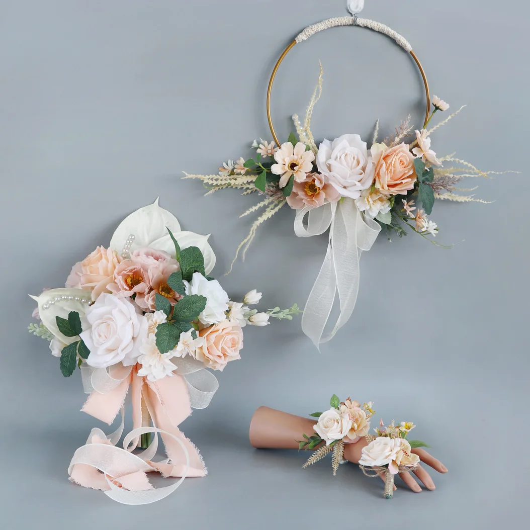 Bouquet de Roses de la Mariée, Accessoires de Mariage Occidental, Simulation de Fleurs, Guirxiété à Main, Bridedivcorintersection, Fleurs de Poignet des Soeurs