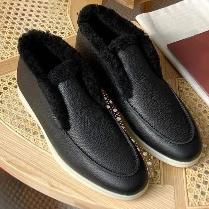 unisex Winter high top casual women's shoes  Warm cold resistant wool snow boots All cowhide men's boots Women's ankle boots