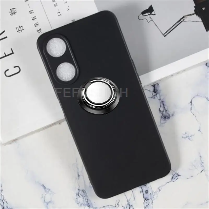 For OPPO A78 5G A58 A58x 5G CPH2483 CPH2495 Back Ring Holder Bracket TPU Soft Silicone Phone protect Case Anti falling shell