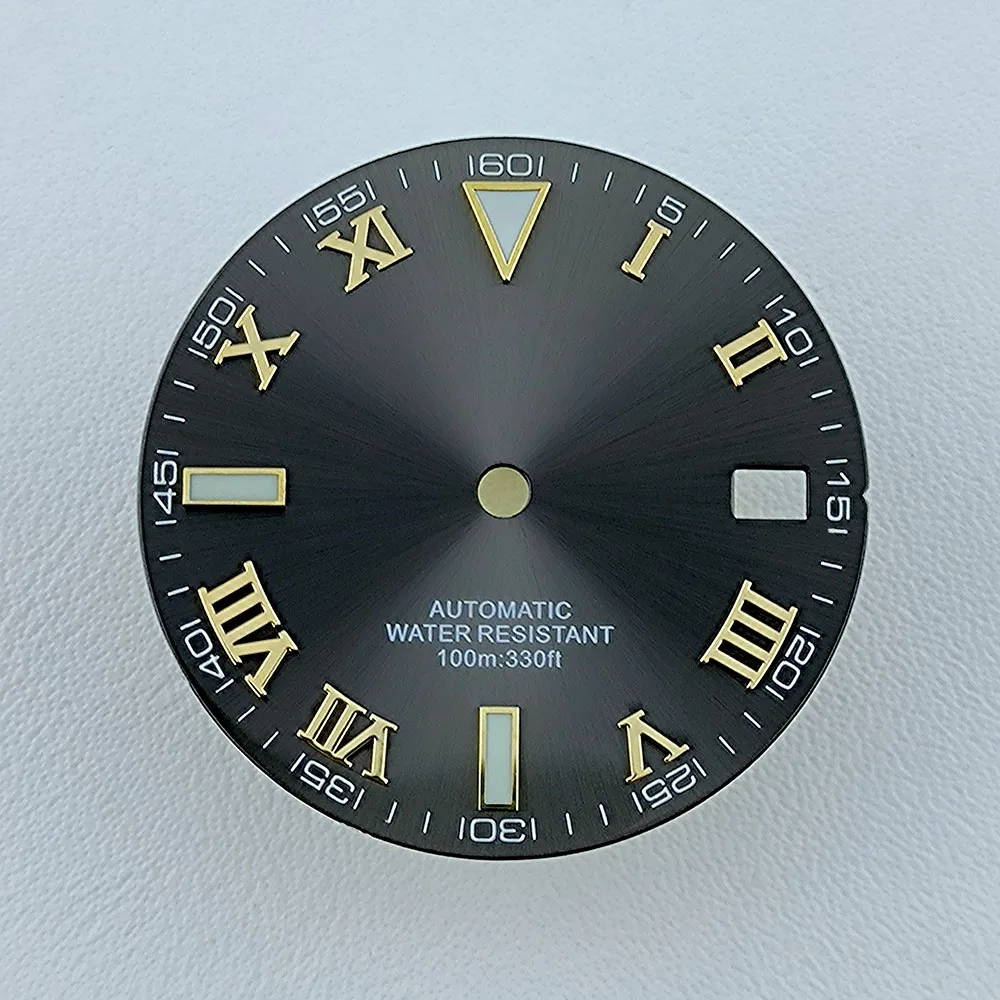 Esfera de reloj Roma NH35 de 28,5mm, logotipo personalizado, esfera con números de Metal, sin Esfera luminosa, compatible con accesorios de reloj de movimiento NH35 NH36