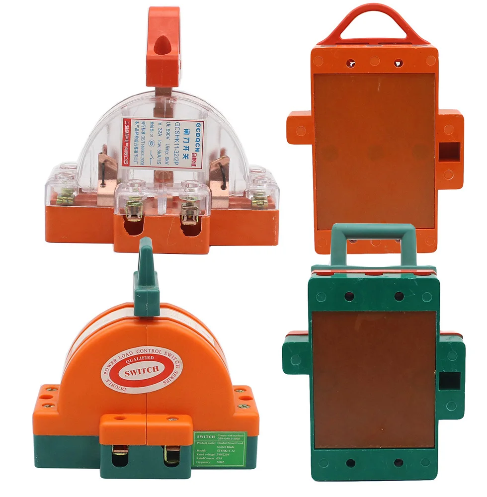 High quality 3P knife switch 32A 63A 100A 160A 225A two-phase knife switch high power 220V double throw Disconnector
