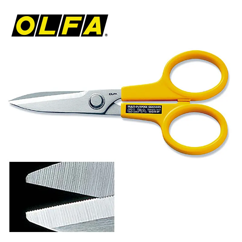 Genuine OLFA large non-slip work scissors | SCS-2 with fine serrated teeth