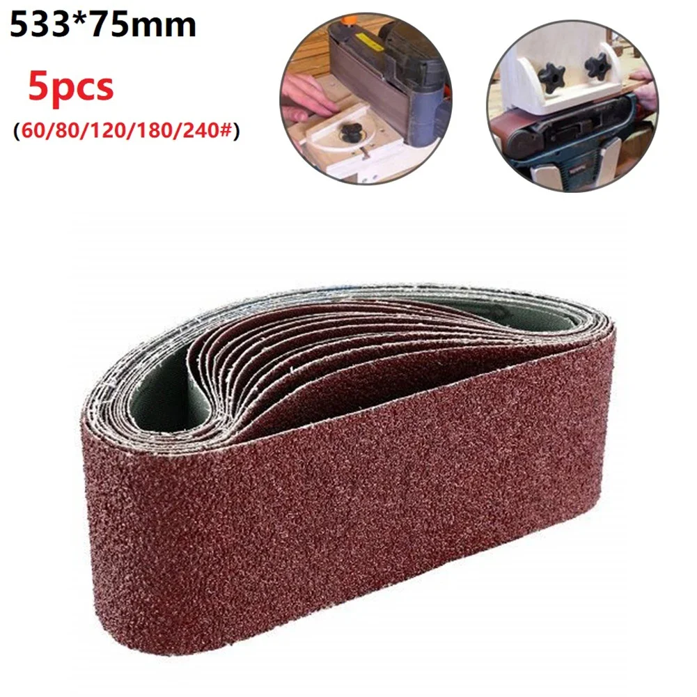 

Abrasive Band Sanding Belts Set 5 Pieces 60/80/120/180/240 Grits Accessories Alumina Burgundy Kit Replacement Hot Sale