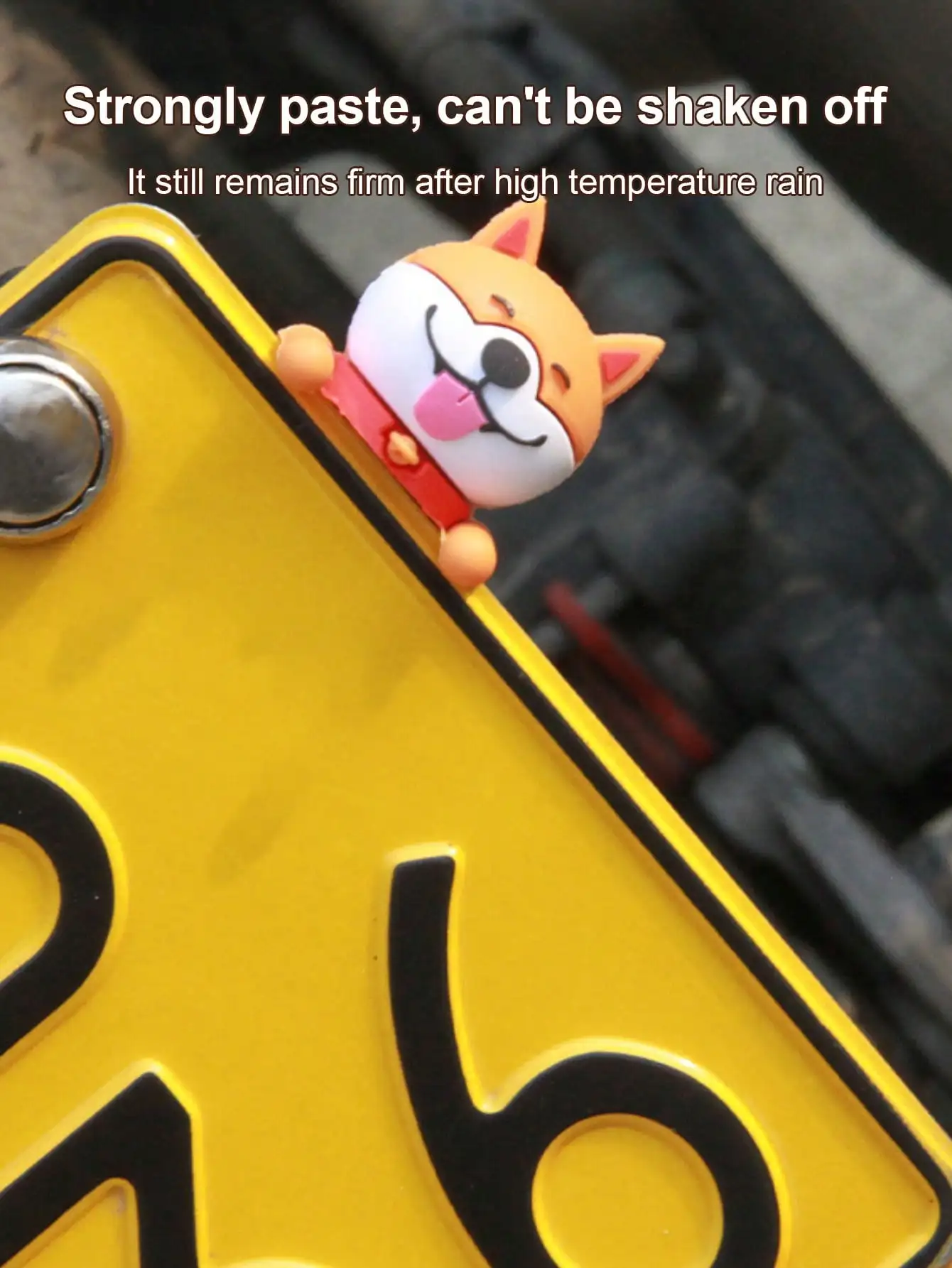 3D Cute Husky Car Dashboard Ornament - Rubber Material, License Plate Frame Decoration, Motorcycle Modification Accessory