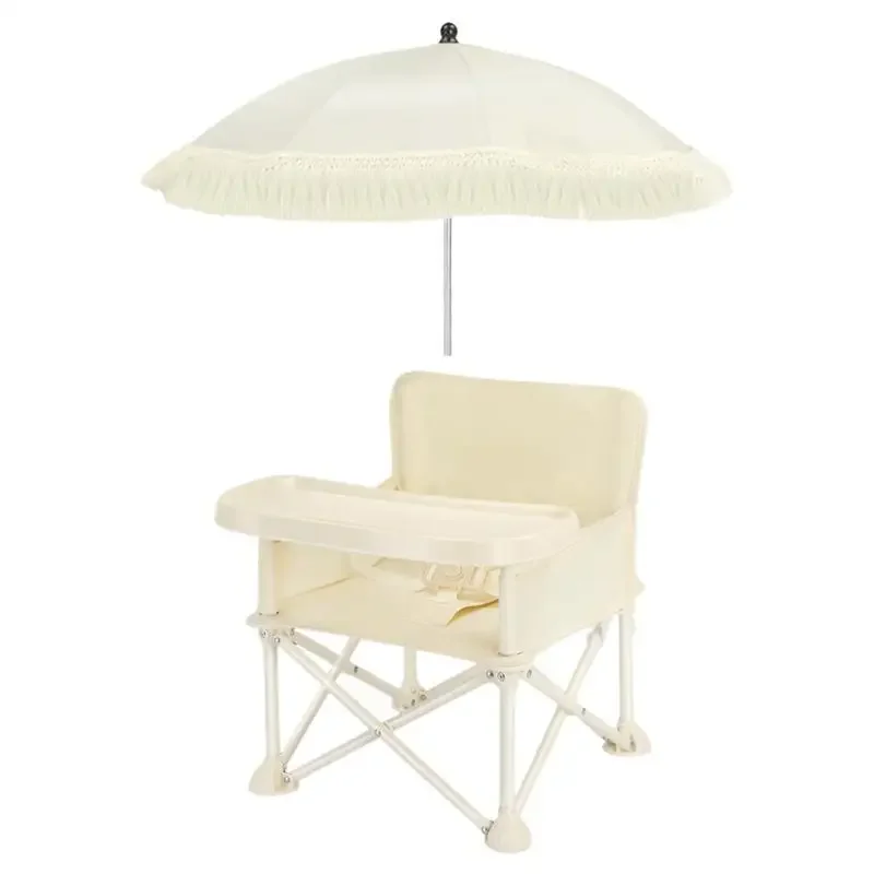 Chaise salle à manger pliante avec parasol pour bébé, rehausseur portable, camping, plage, pique-nique, alimentation