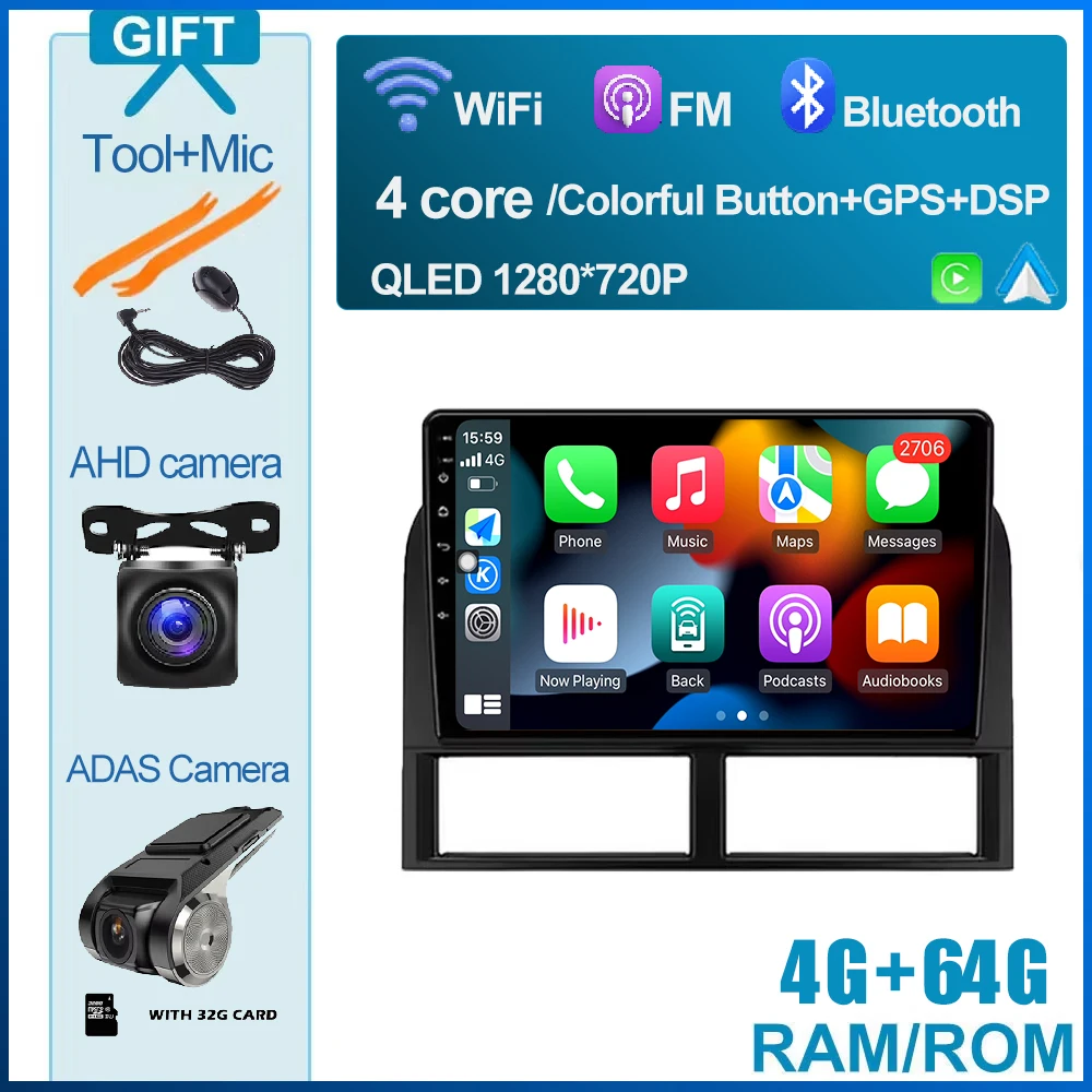 Carplay Android 15 Autoradio Voor Jeep Grand Cherokee II WJ 1998-2004 Multimedia Stereo Speler WiFi GPS navigatie Bluetooth