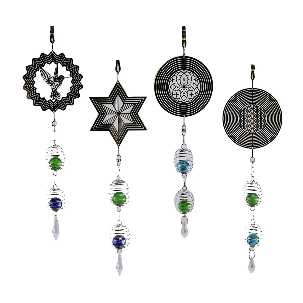 Spiral Metal Wind Spinner Chimes Hanging Ornament for Outdoor Garden Wind Decor Balcony Tent