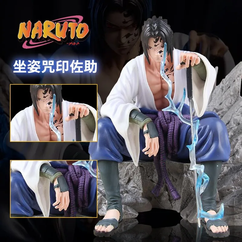 Naruto Anime Figure Uchiha Sasuke Curse Seal Action Figures Desktop decoration toys model Statue Collection  Pendant boys Gifts