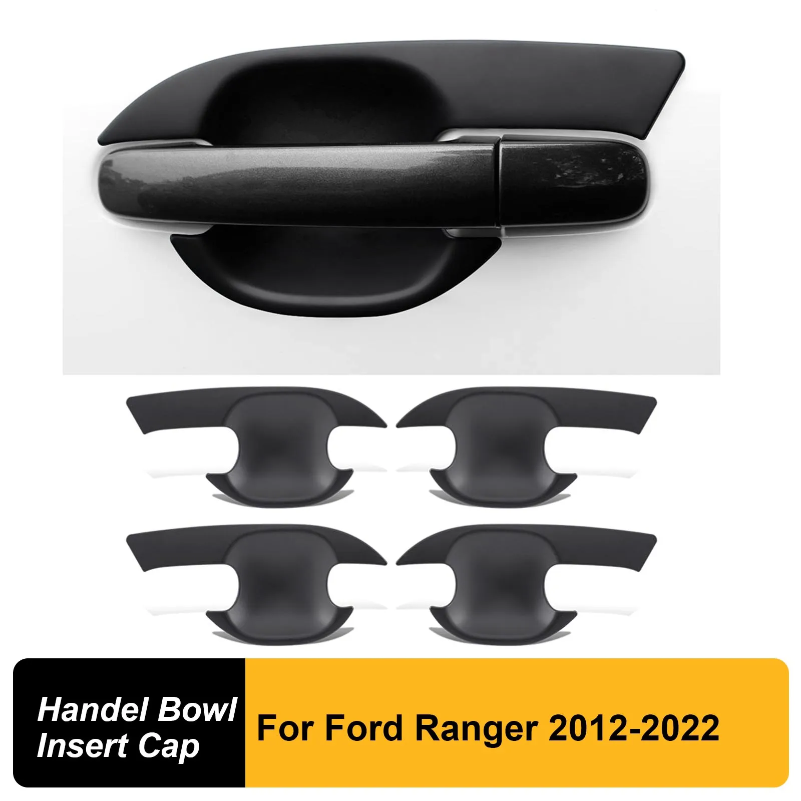 

Car 4 Door Black Handle Bowl Insert Cap Guard Cover For Ford Ranger T6 T7 T8 2012-2022PX PX2 PX3 Wildtrak XLT XLS XL LIMITED