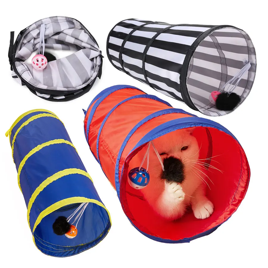 

Pet Cat Tunnel Toys Tube large Foldable Kitty Goats Training Interactive Funny Toy for Puppy Kitten Play Red White Dropshipping