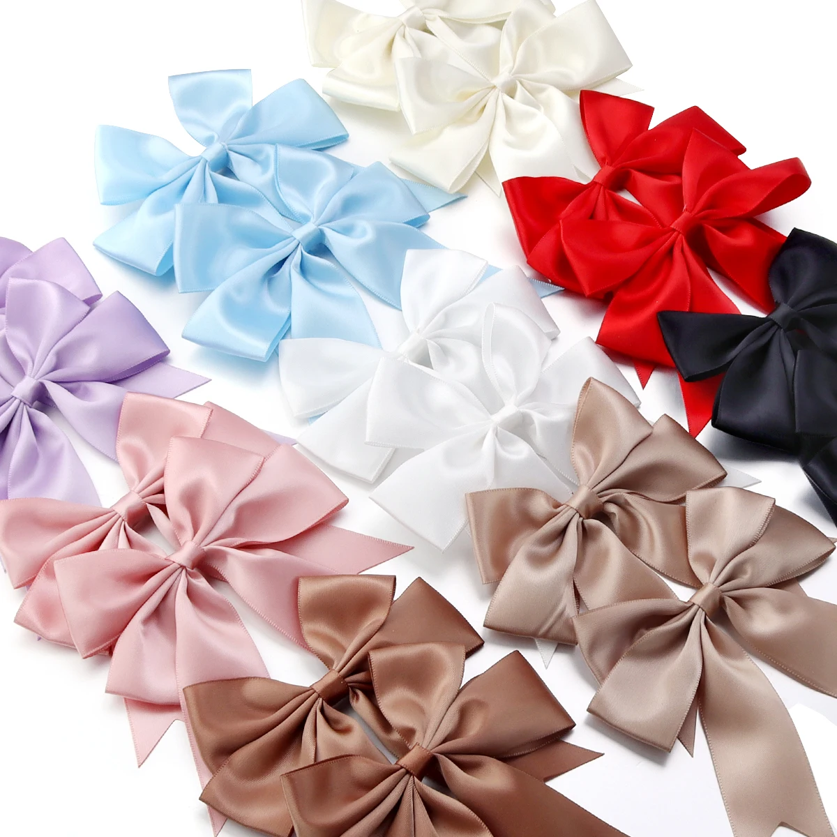 4pcs/lot Polyester Swallowtail Bows Colorful Satin Ribbon Bowknots Flower For Craft Hairclip Making DIY Wedding Party Decoration