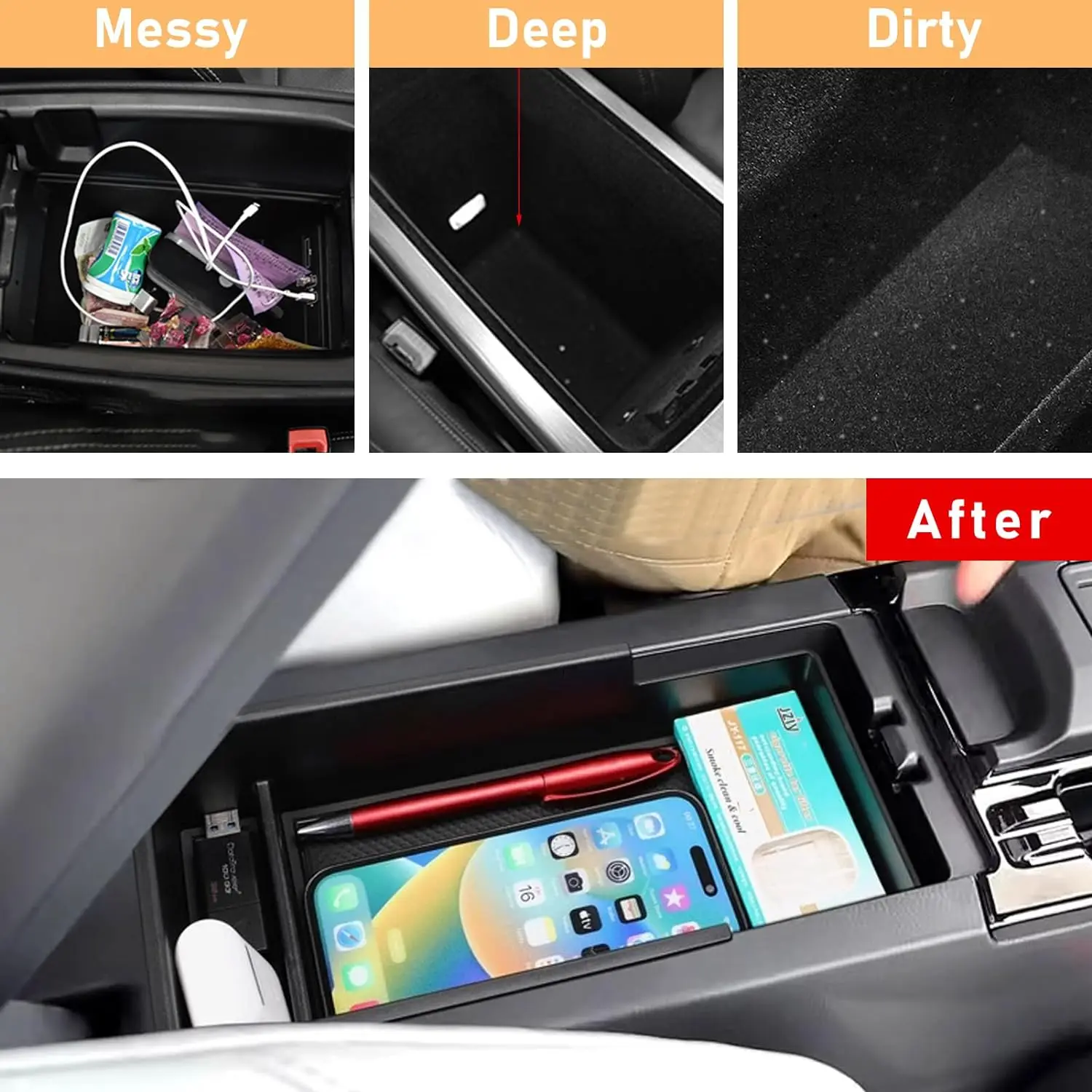 Storage Box for 2023 2024 Toyota Prius Console Organizer Tray with USB Hole Armrest Console Tray