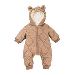 Newborn Baby Romper Winter Thicken Cotton Jumpsuit Infant Onesie Fleece Lining Hooded Rompers for Boy Girl Clothes Kids Outfit