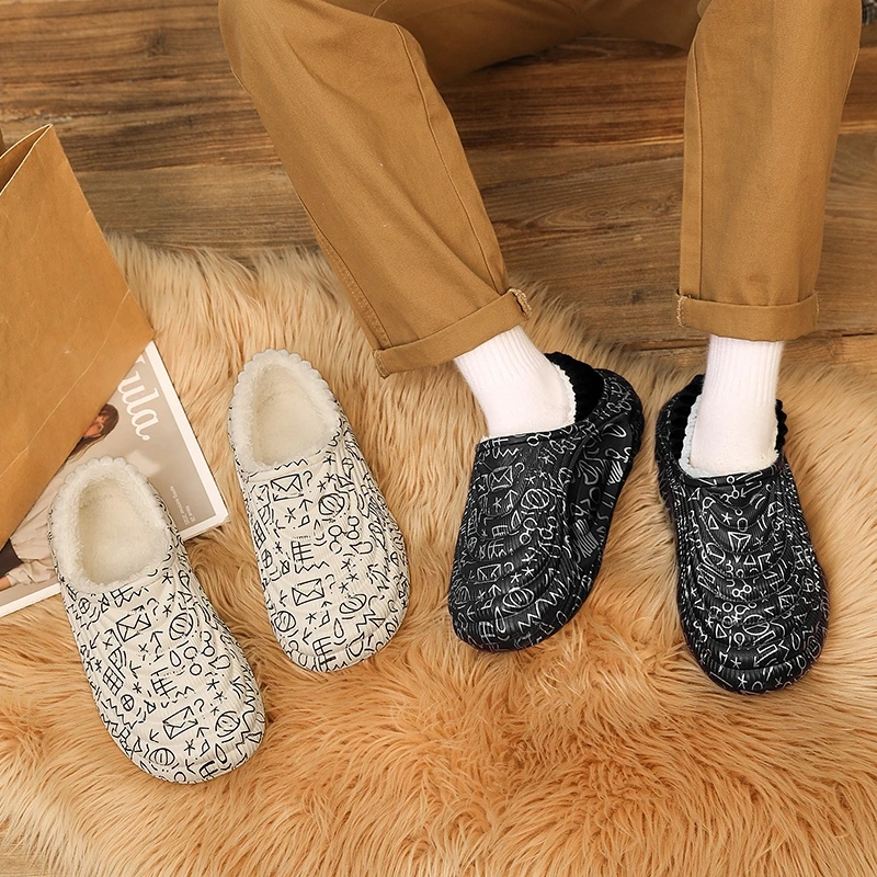 Modische Winter-Herren-Baumwollpantoffeln, Outdoor-Warm-Schuhe, Indoor-Hausschuhe für Paare, Wasserdichte Plüsch-Warm-Pantoffeln für Männer – Detail 2