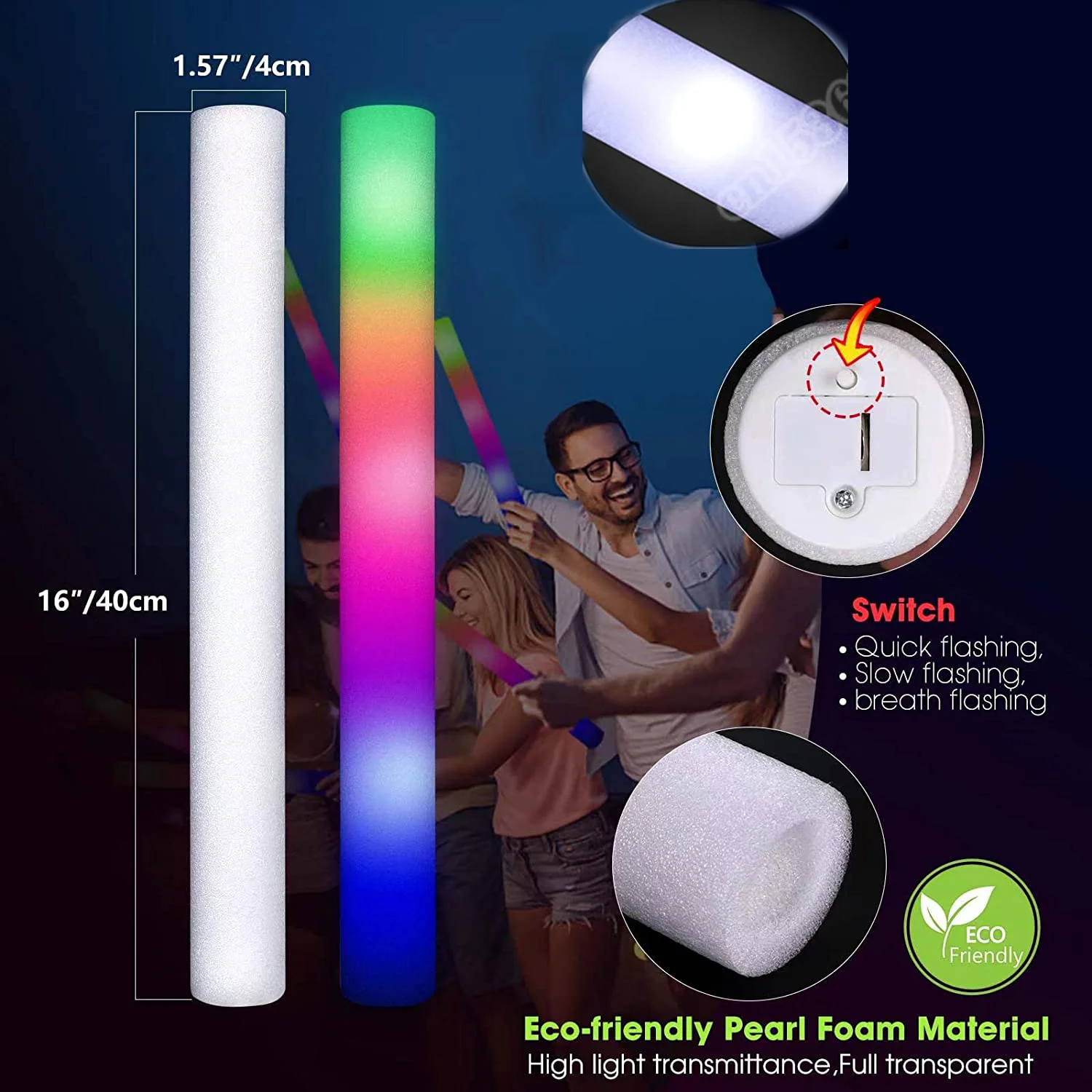 30/60pcs LED Glow Foam Stick F - огляд і ціна Flashing Led Foam Sticks Party