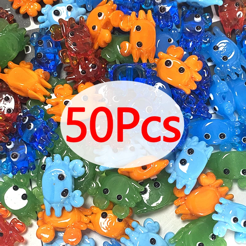 

50pcs 3D Lampwork Glass Crab Beads Cute Ocean Animal Spacer Bead For Bracelet Necklace Diy Jewelry Making