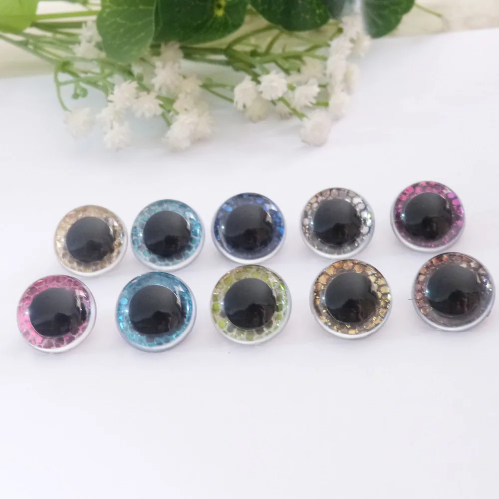 

20pcs new design 12mm/13.5mm/15mm/16.5mm/18mm/21mm clear handscrew toy eyes button eyes+glitter Nonwovens --size option--sp